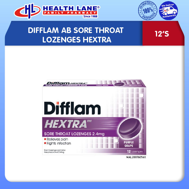 DIFFLAM AB SAKIT TEKAK LOZENGES HEXTRA (12'S)